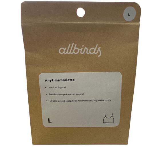 ALLBIRDS Organic Cotton Anytime Bralette Light Gray Size Large New - Picture 2 of 4